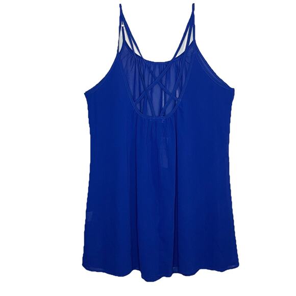 Sheshow Royal Blue Tank Top Sheer Strappy Flowy Back Swing Womens XL New w/Tags - Picture 2 of 6